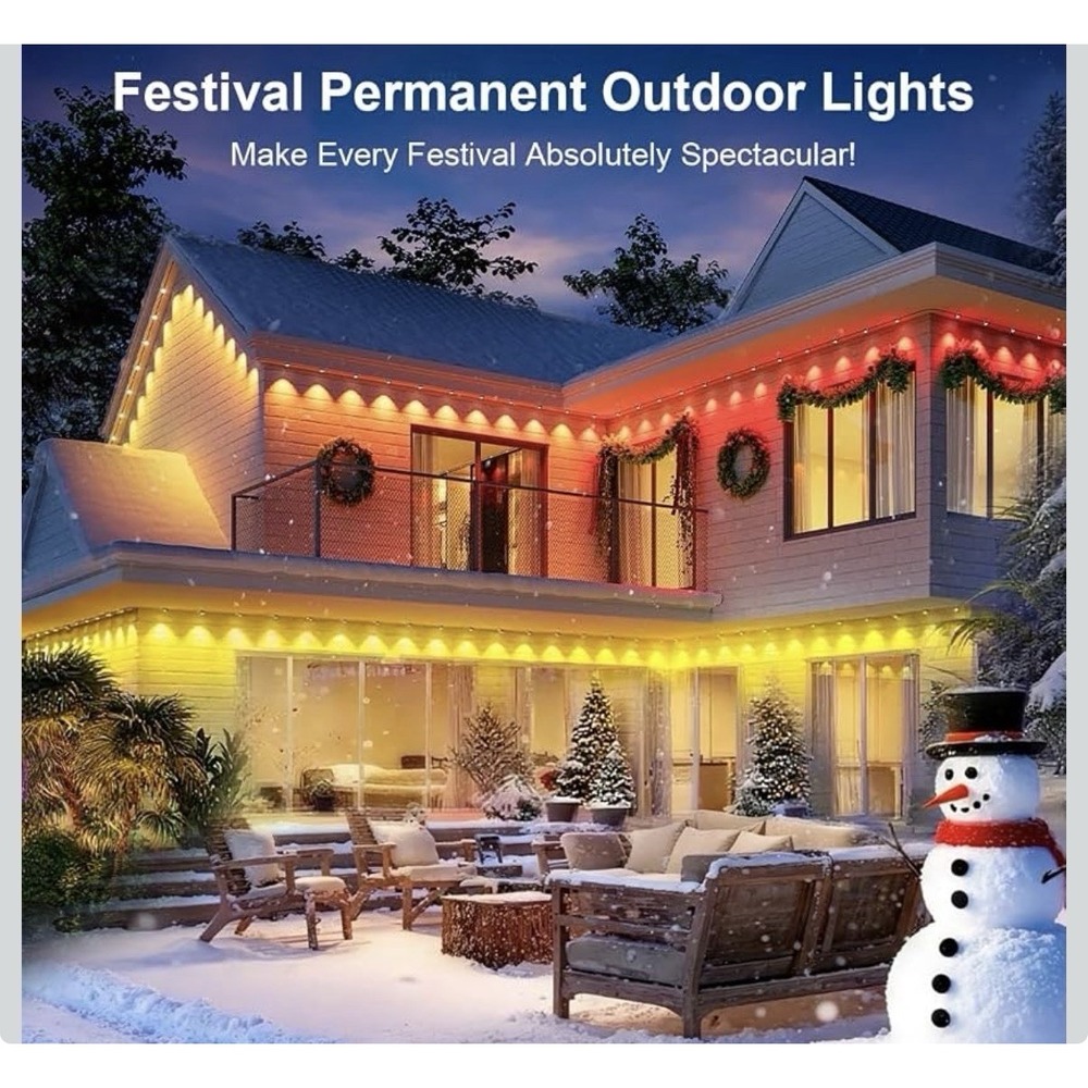 Fussion 200ft Permanent Outdoor Lights for House, 2025 Smart RGB LED Outside L 2